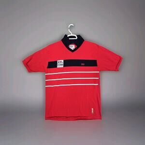 24 Seven Rugby Polo Shirt Mens Large Red Short Sleeve Collared Shirt #5 Athletic